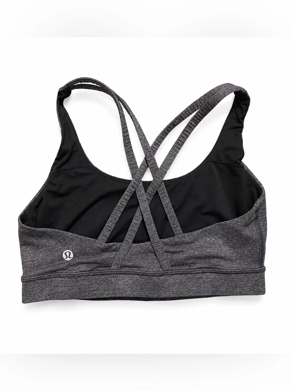 Lululemon Energy Bra Heathered Gray Strappy Cross Back Sports Bra Size 6